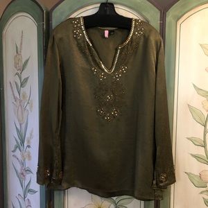 Itsu Silk Blouse w/ embellishment (green)